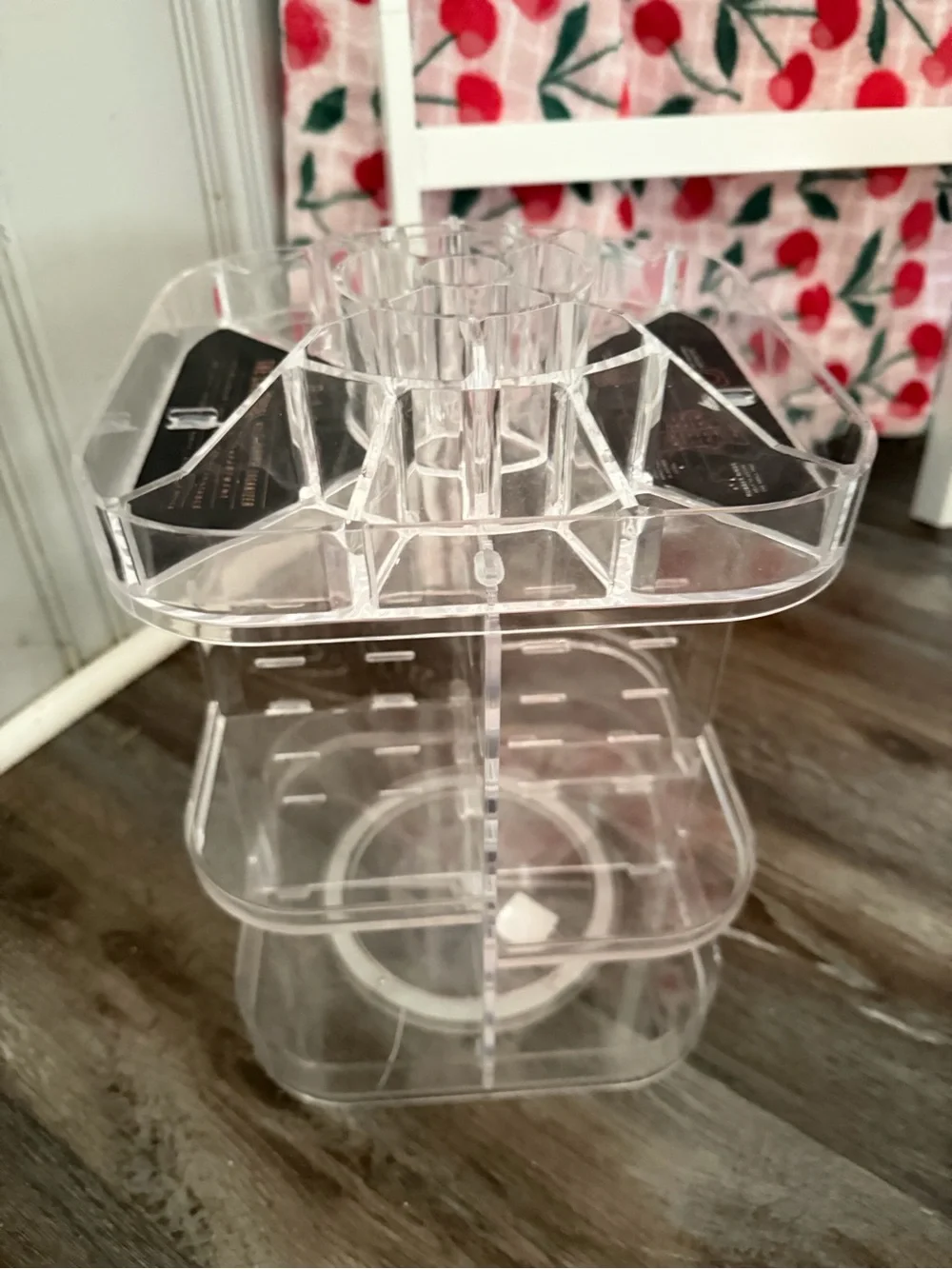 360° Rotating Clear Makeup Organizer Tower - Transparent Cosmetic Storage